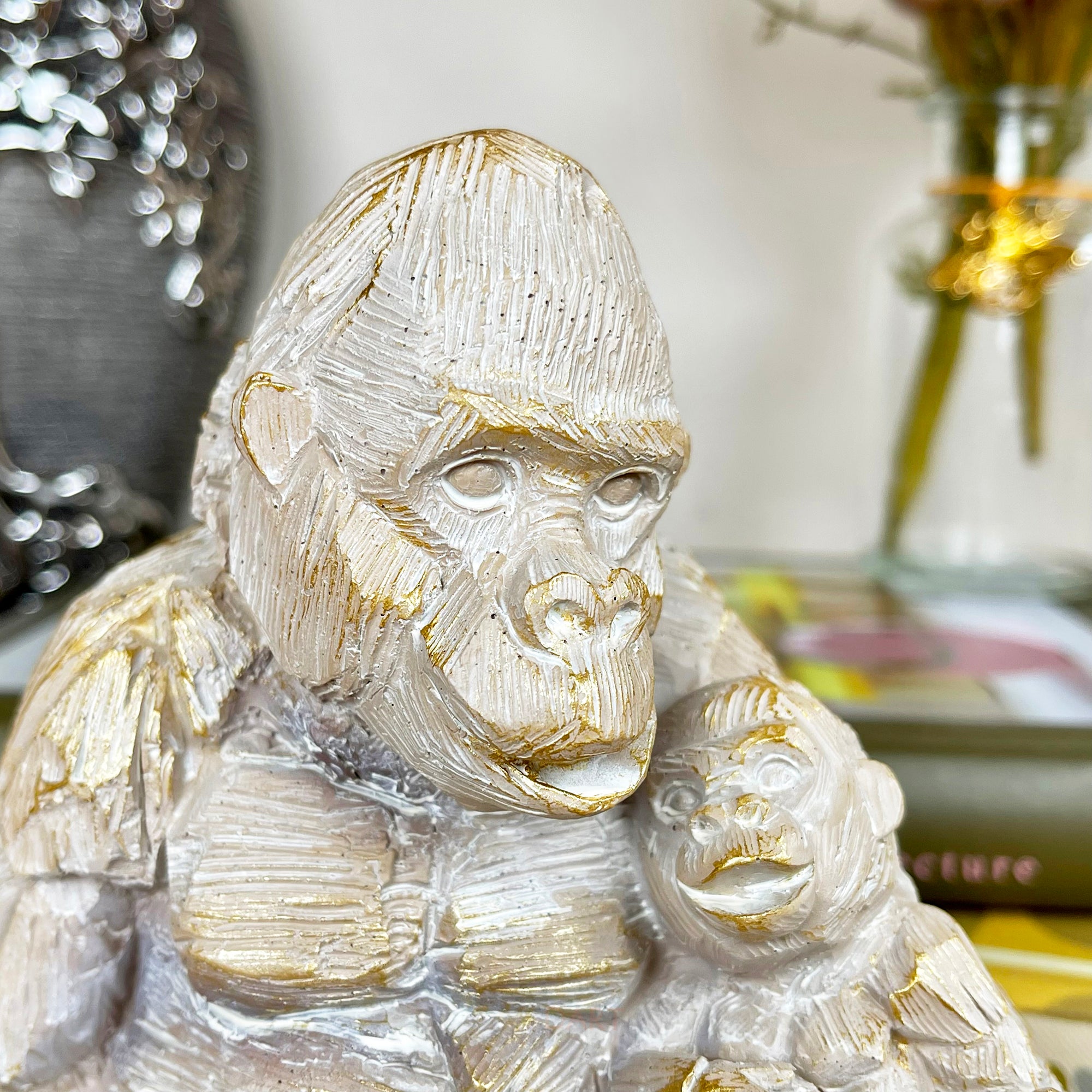 Driftwood Gorilla & Baby Ornament