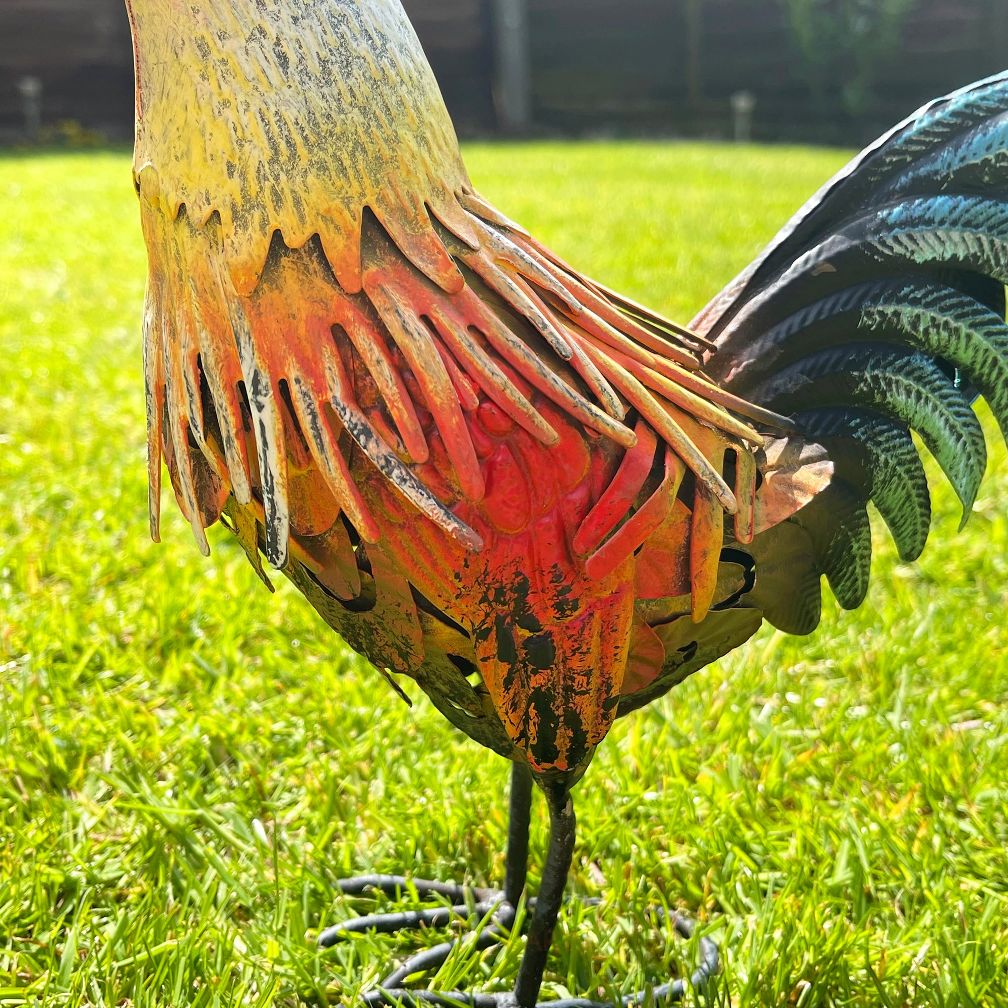 Metal Rooster Garden Ornament 26cm
