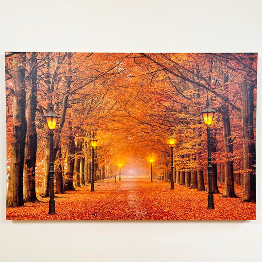 Rectangular Autumn Avenue LED Canvas Wall Art 60cm