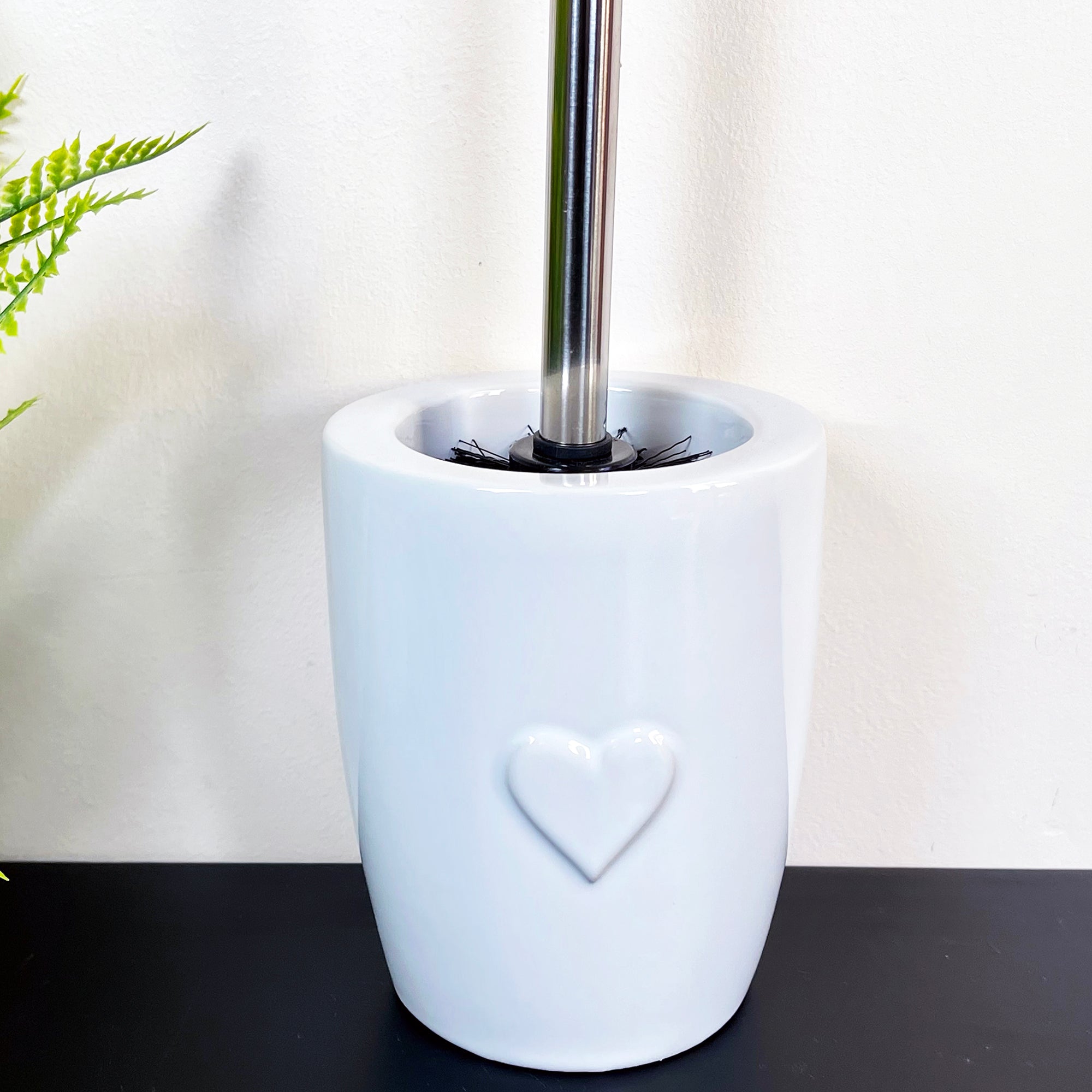 Glossy White Love Heart Bathroom Accessories Set
