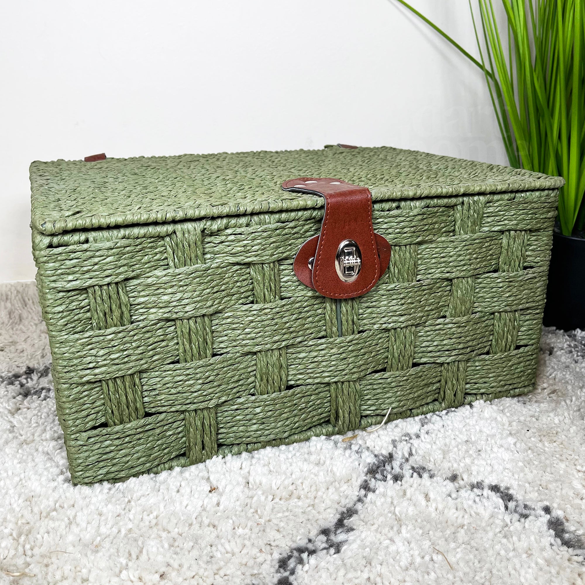 Forest Green Paper Rope Storage Hampers