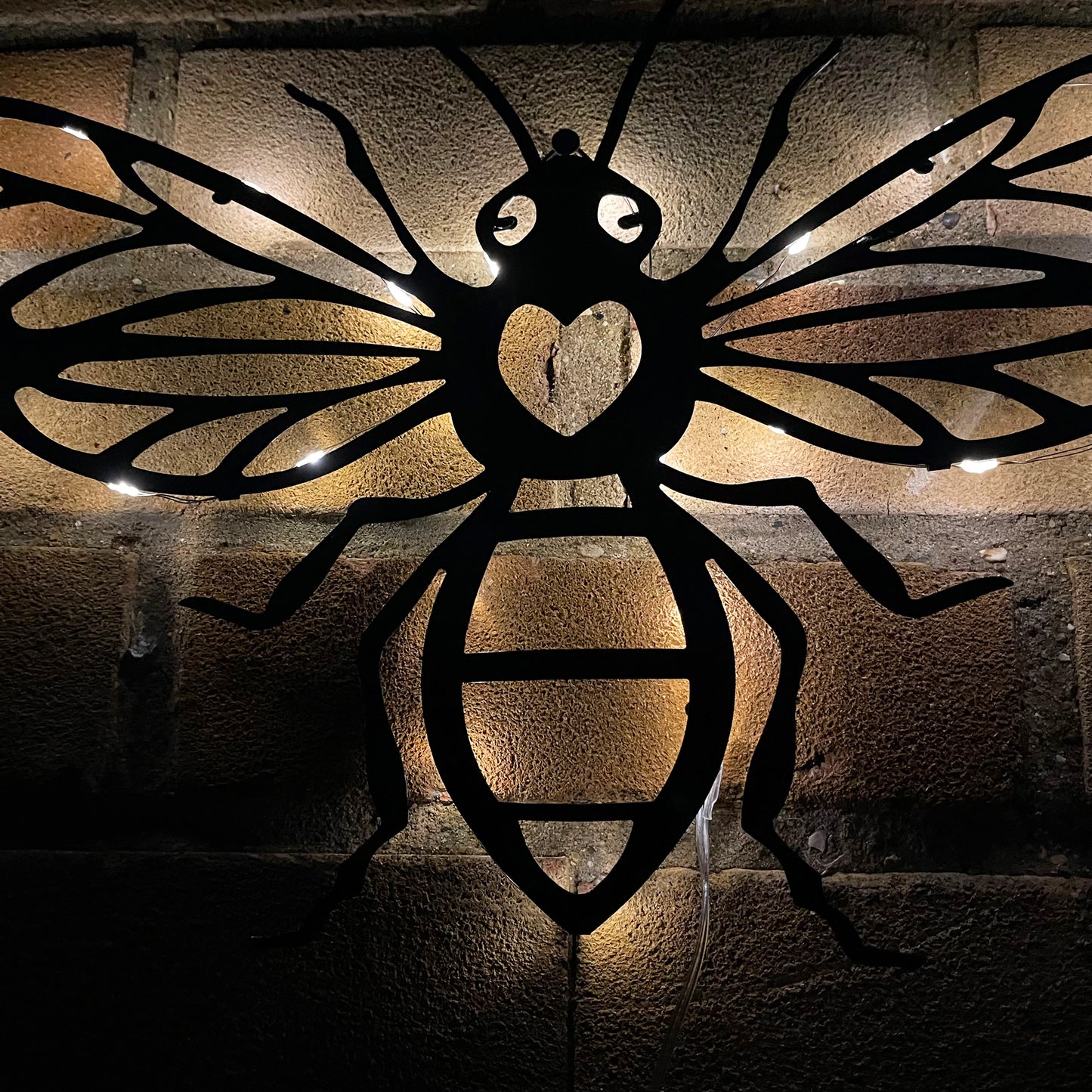 Metal Honey Bee Solar Wall Art