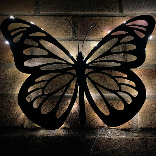 Metal Butterfly Solar Wall Art