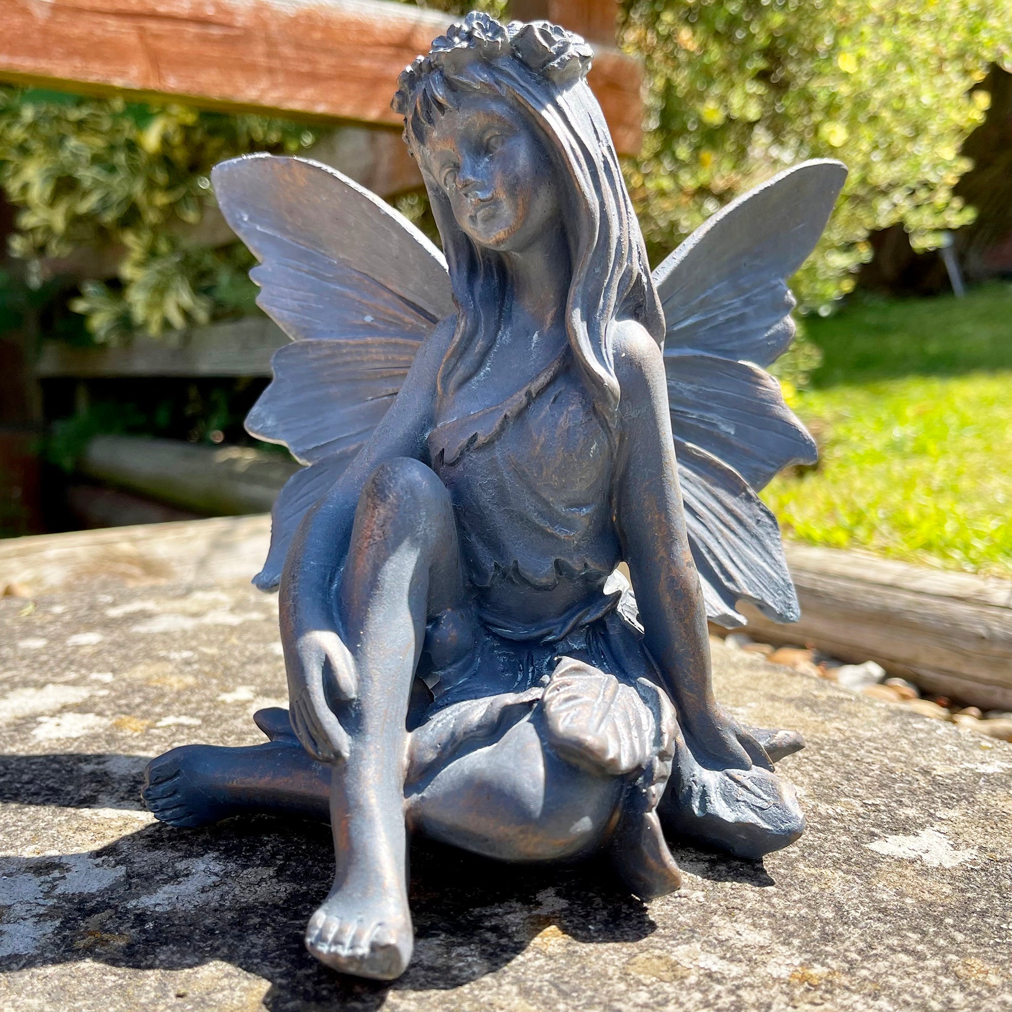 Bronze Sitting Flower Fairy Ornament