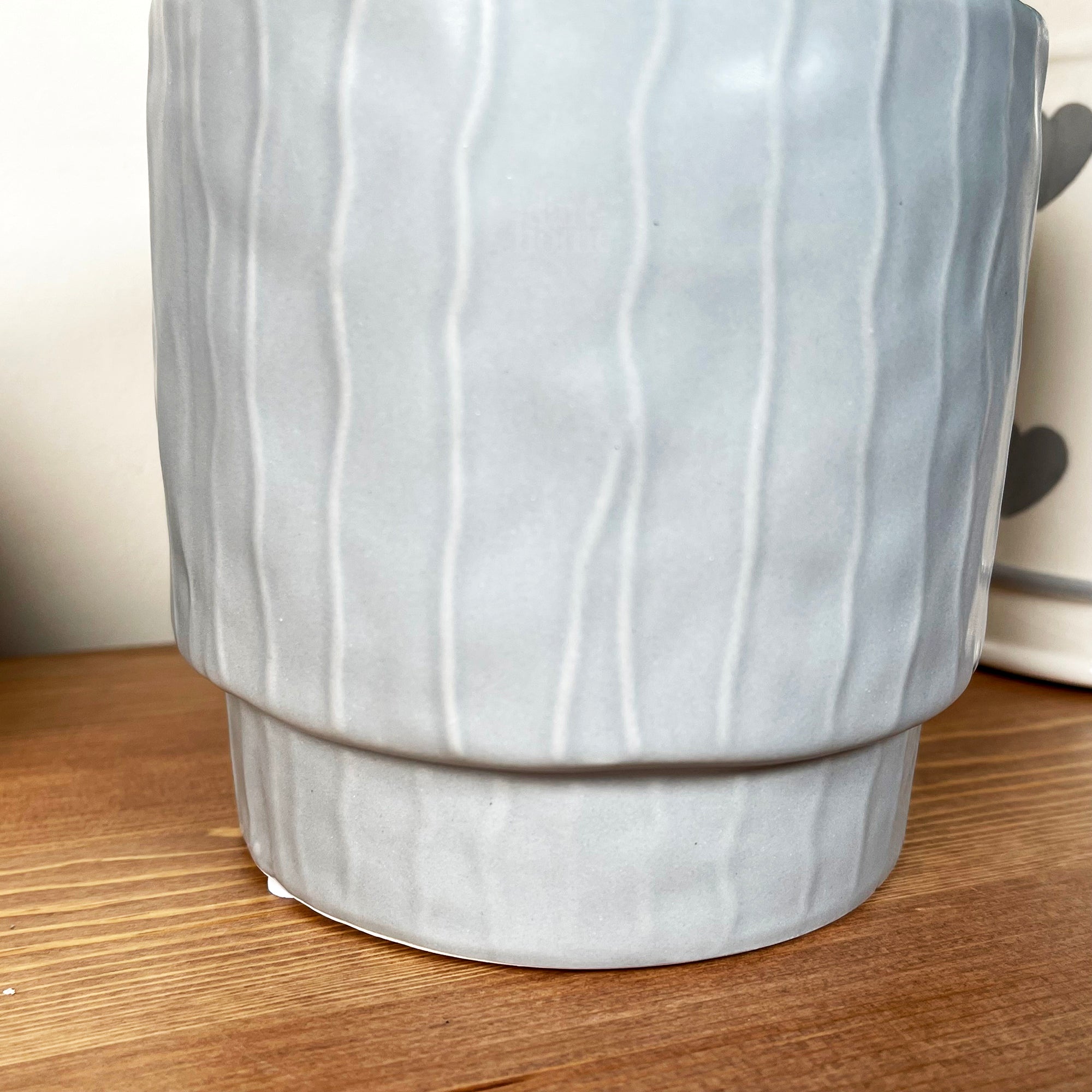 Striped Pastel Grey Pot Cover