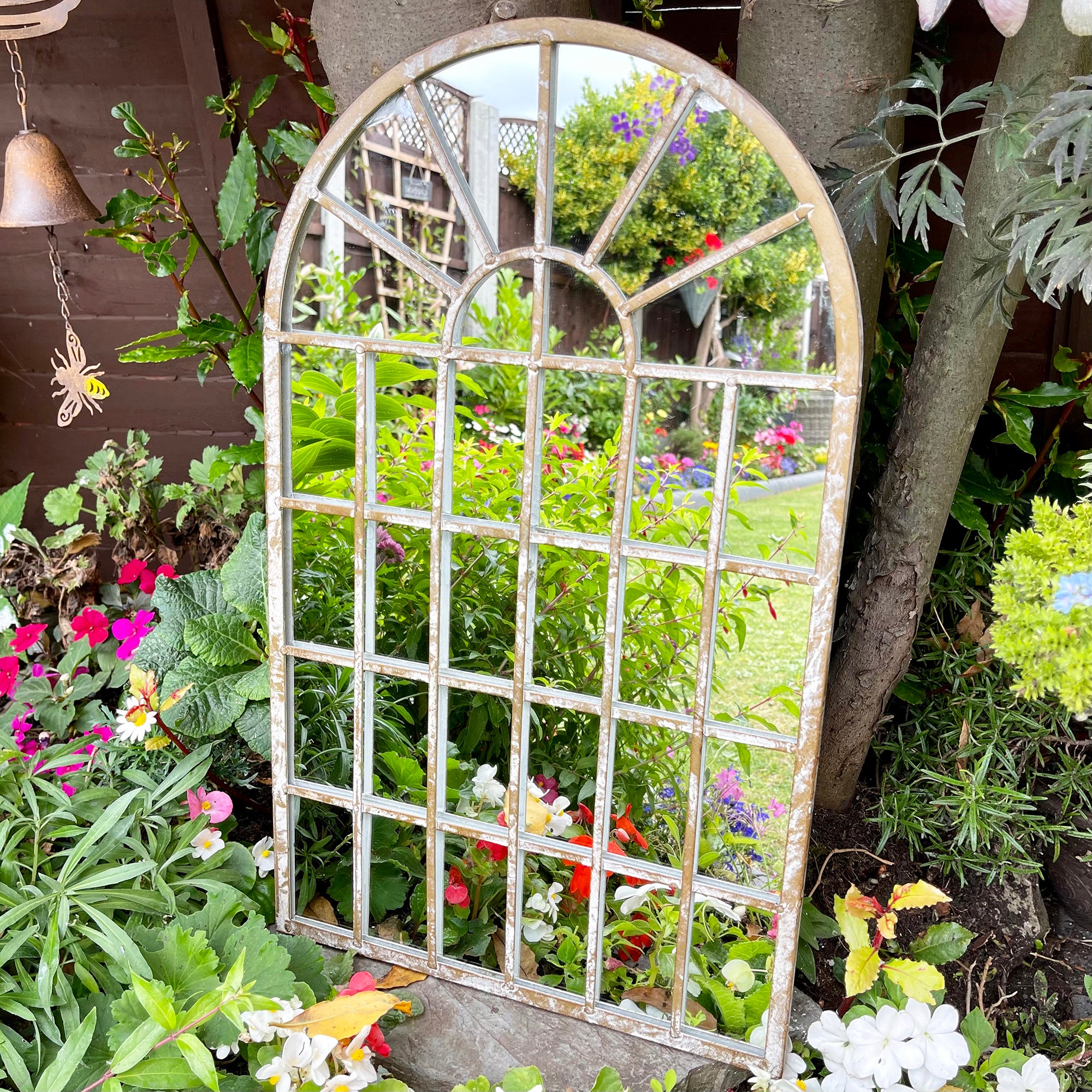 Metal Arch Garden Wall Mirror