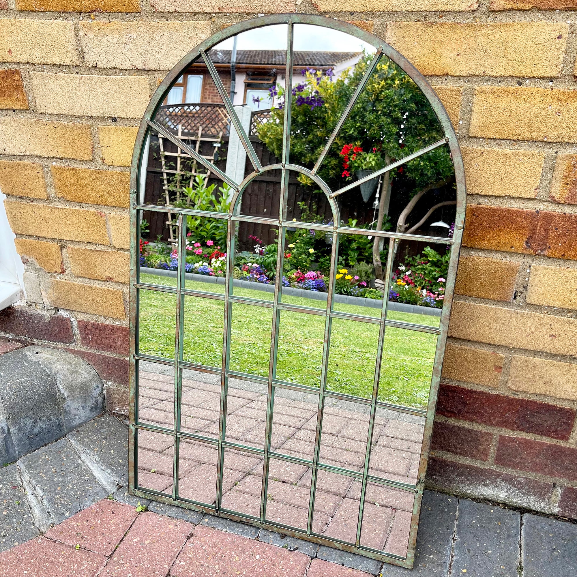 Metal Arch Garden Wall Mirror