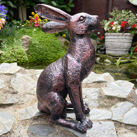Bronze Garden Alert Hare Ornament