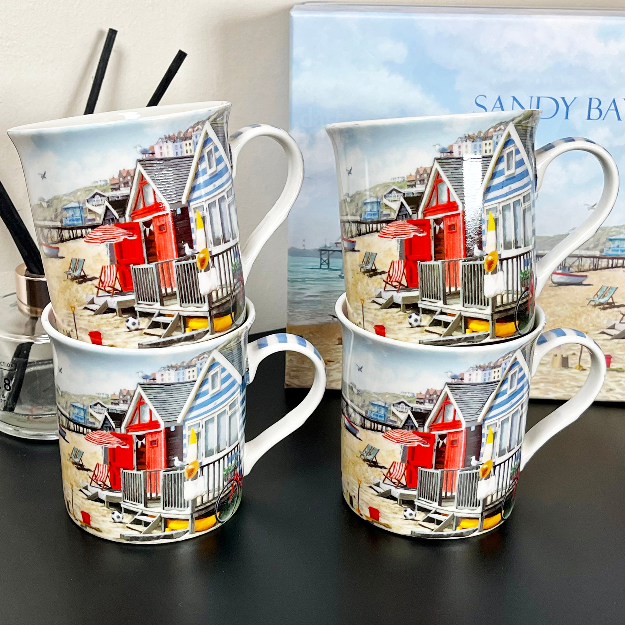Darthome Set Of Beach Hut Fine China Mugs – Darthome Limited