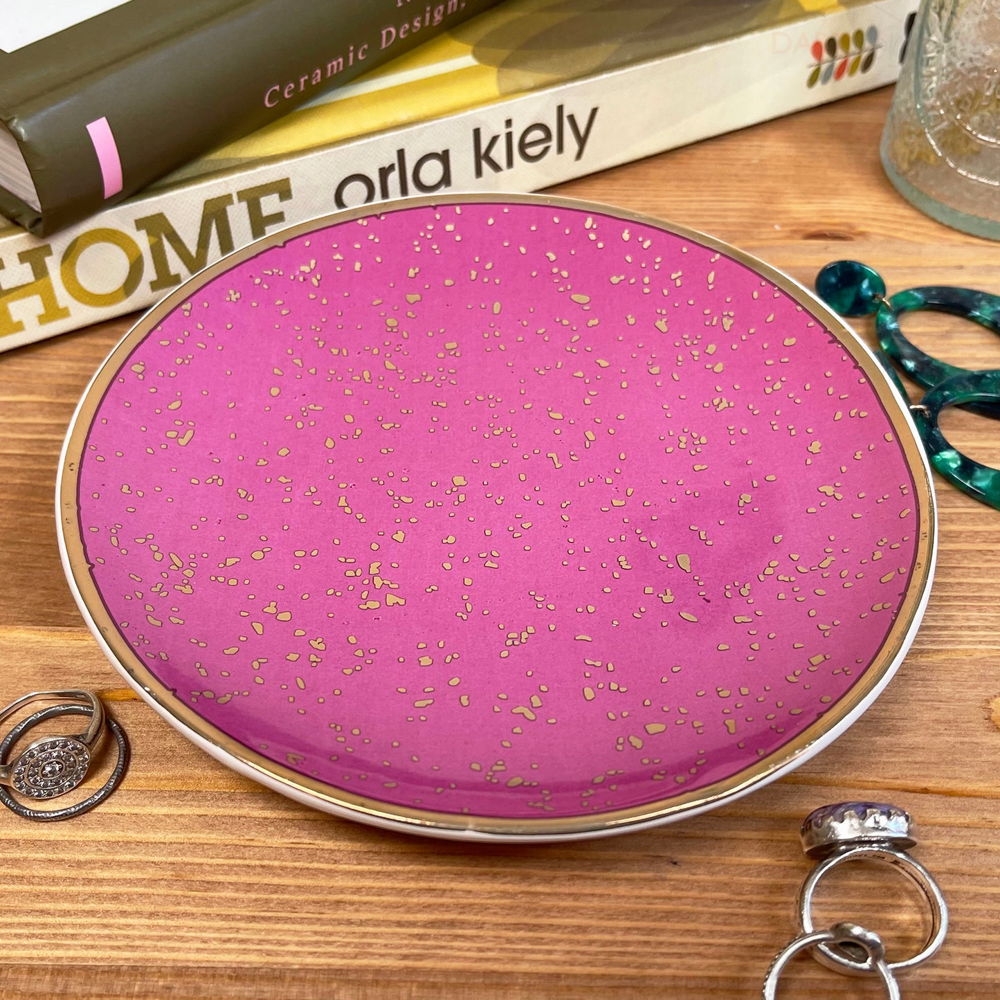 Schmuckschale in Rosa und gesprenkeltem Gold