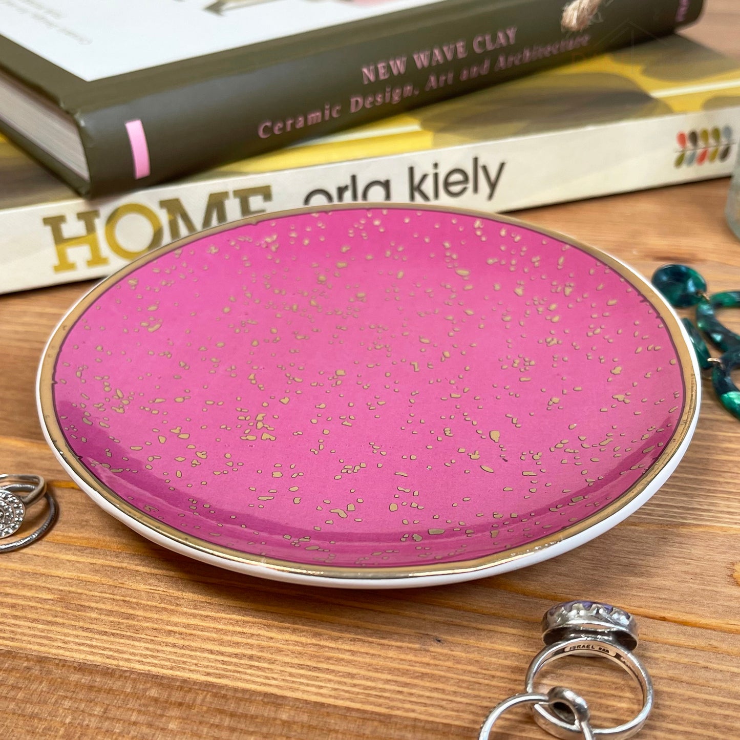 Schmuckschale in Rosa und gesprenkeltem Gold