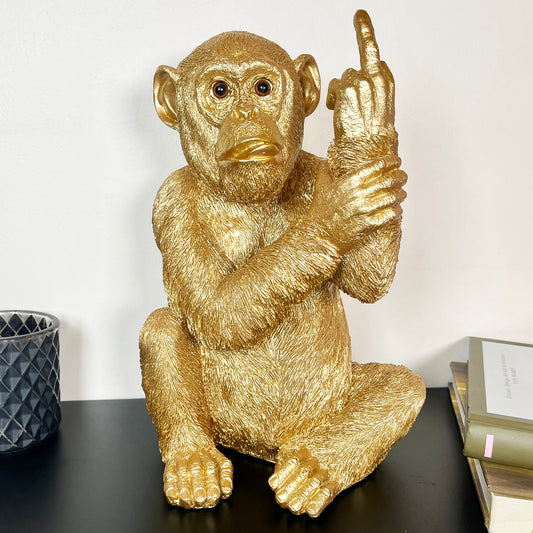 Large Gold Up Yours Monkey Ornament