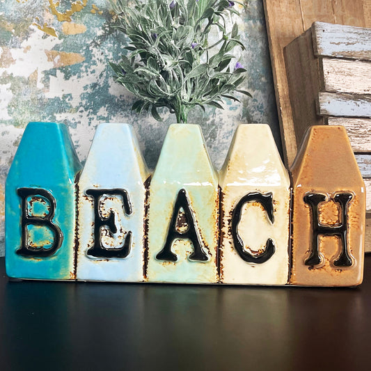 Ceramic Beach Hut Bud Vase