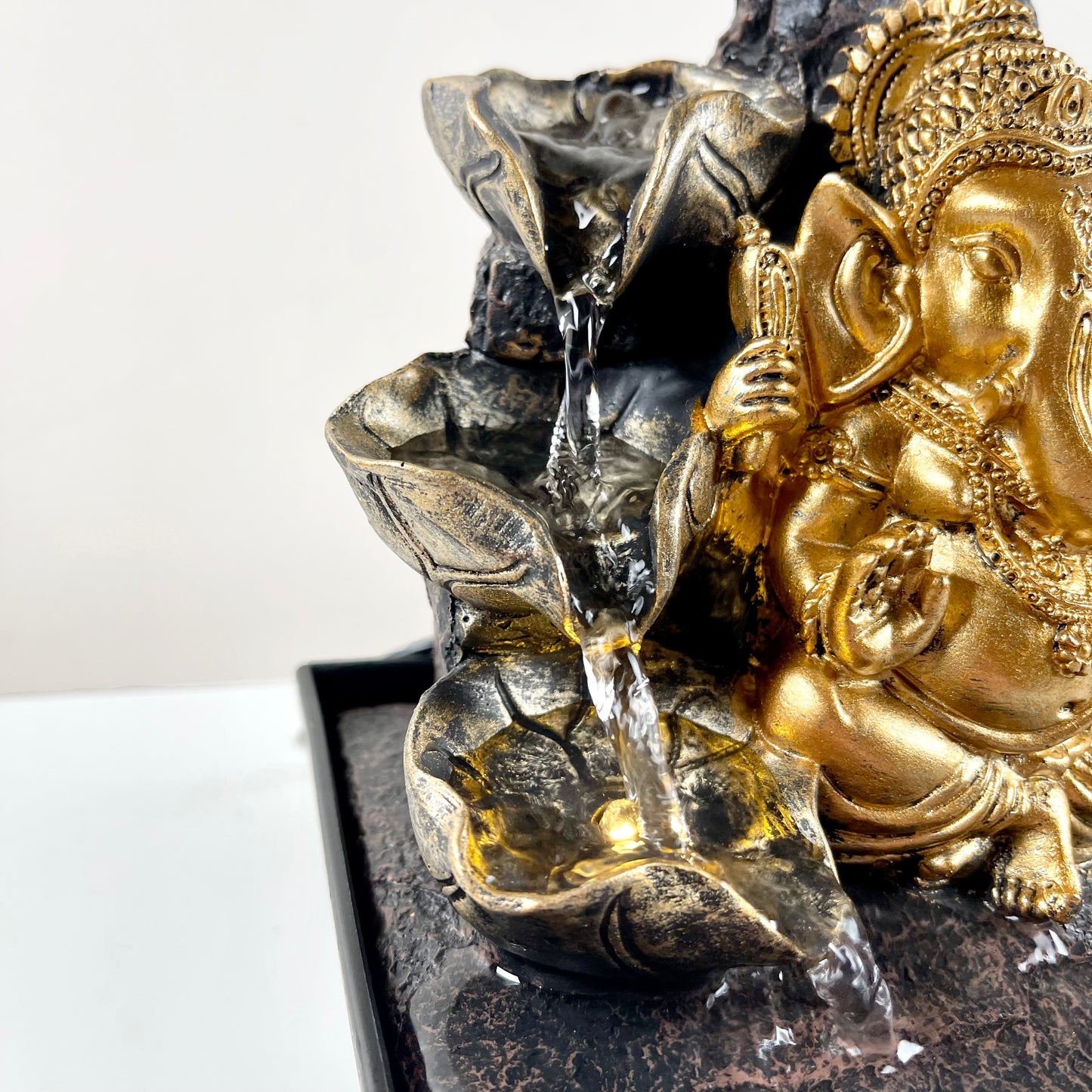 Gold Ganesh LED Indoor Water Fountain 18cm