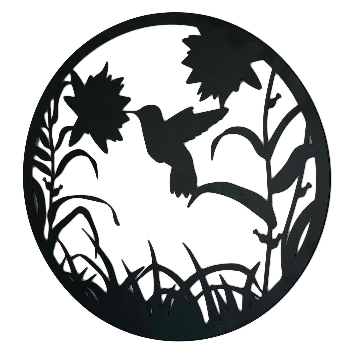 Schwarze florale Kolibri-Silhouette-Wandkunst