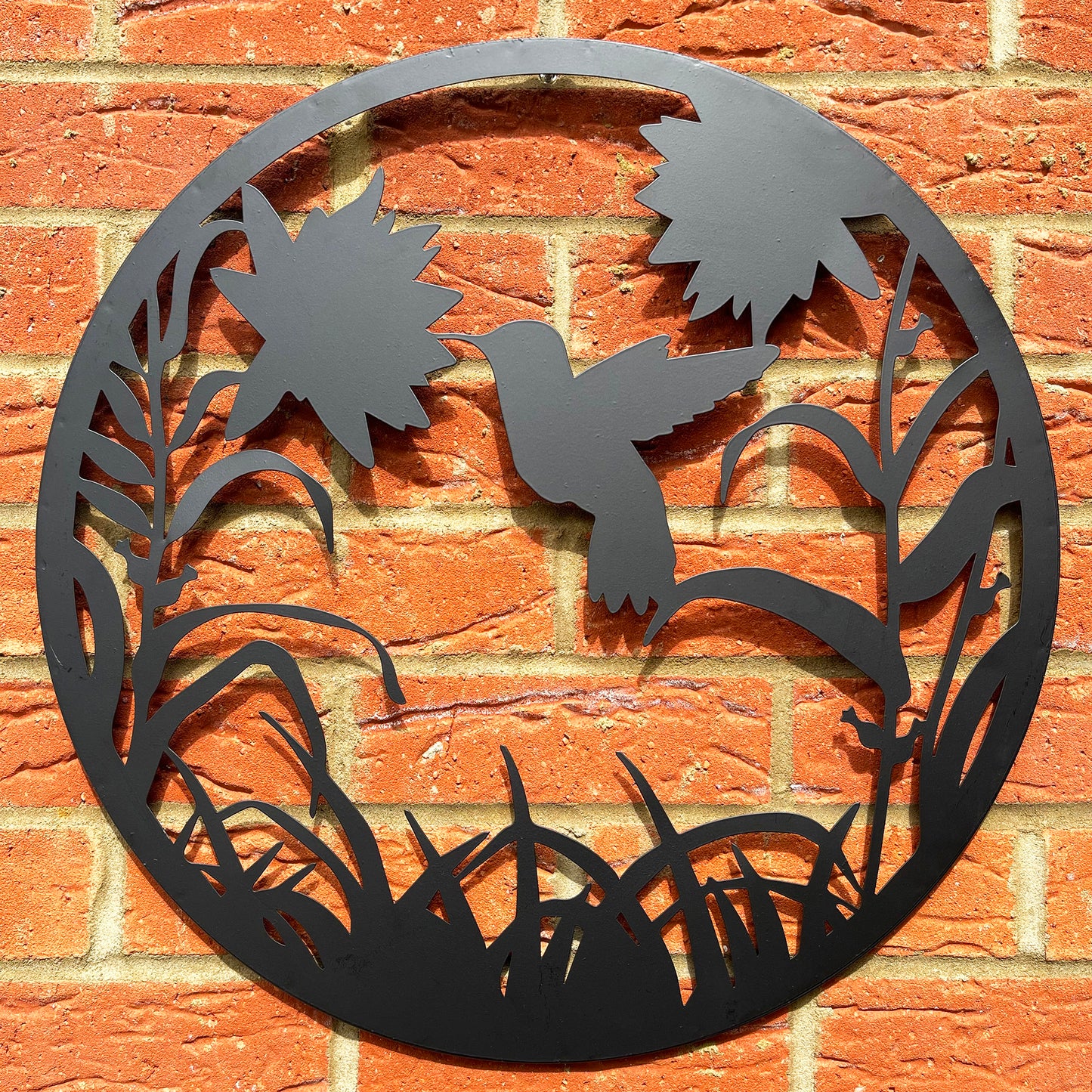 Schwarze florale Kolibri-Silhouette-Wandkunst