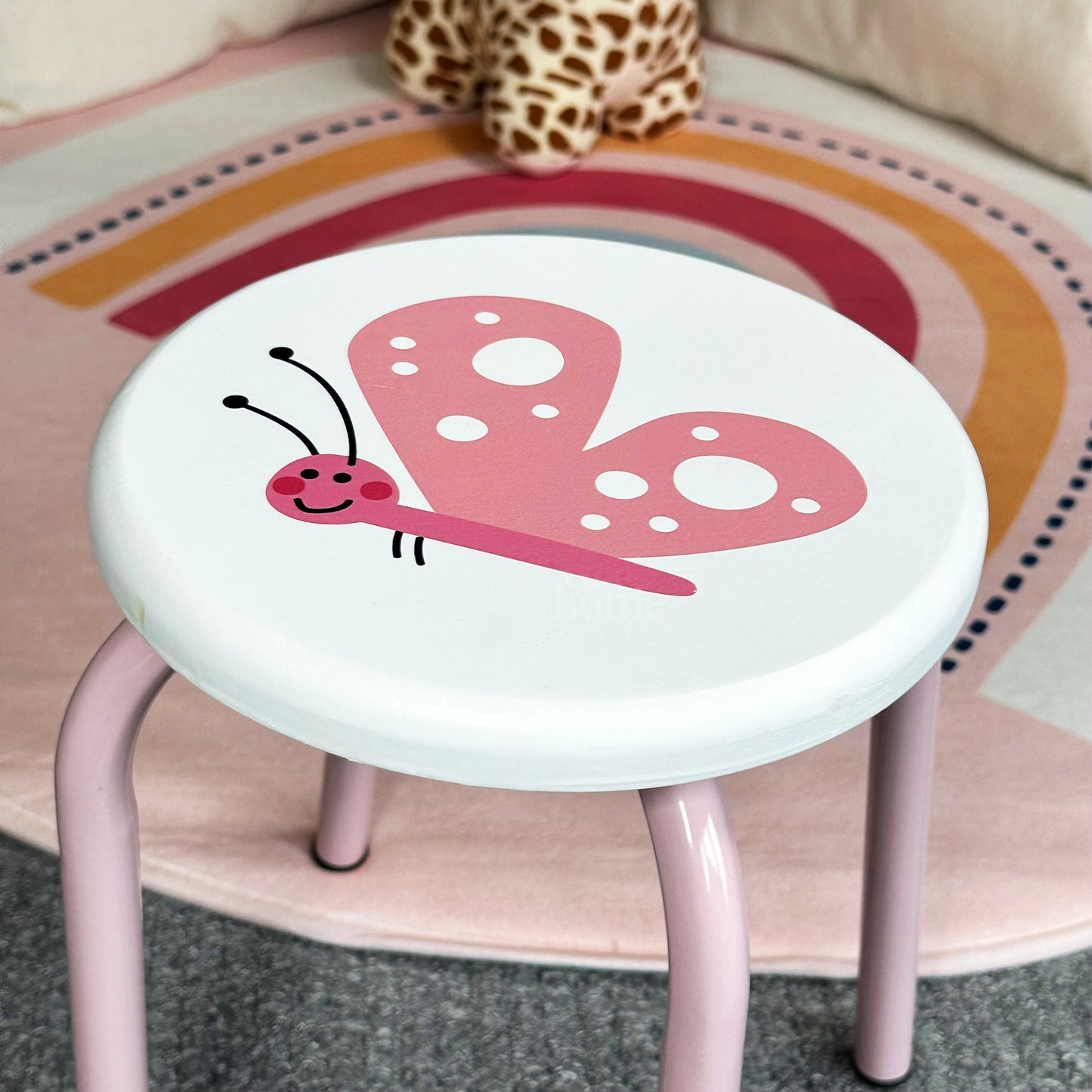 Pink Butterfly Childrens Stool