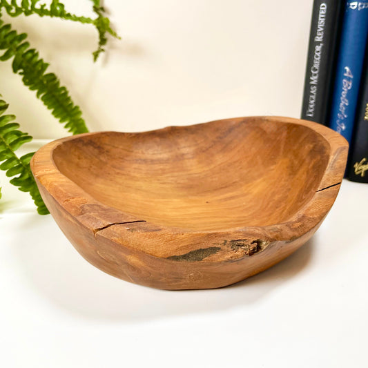 Round Teak Root Wood Bowl 18cm
