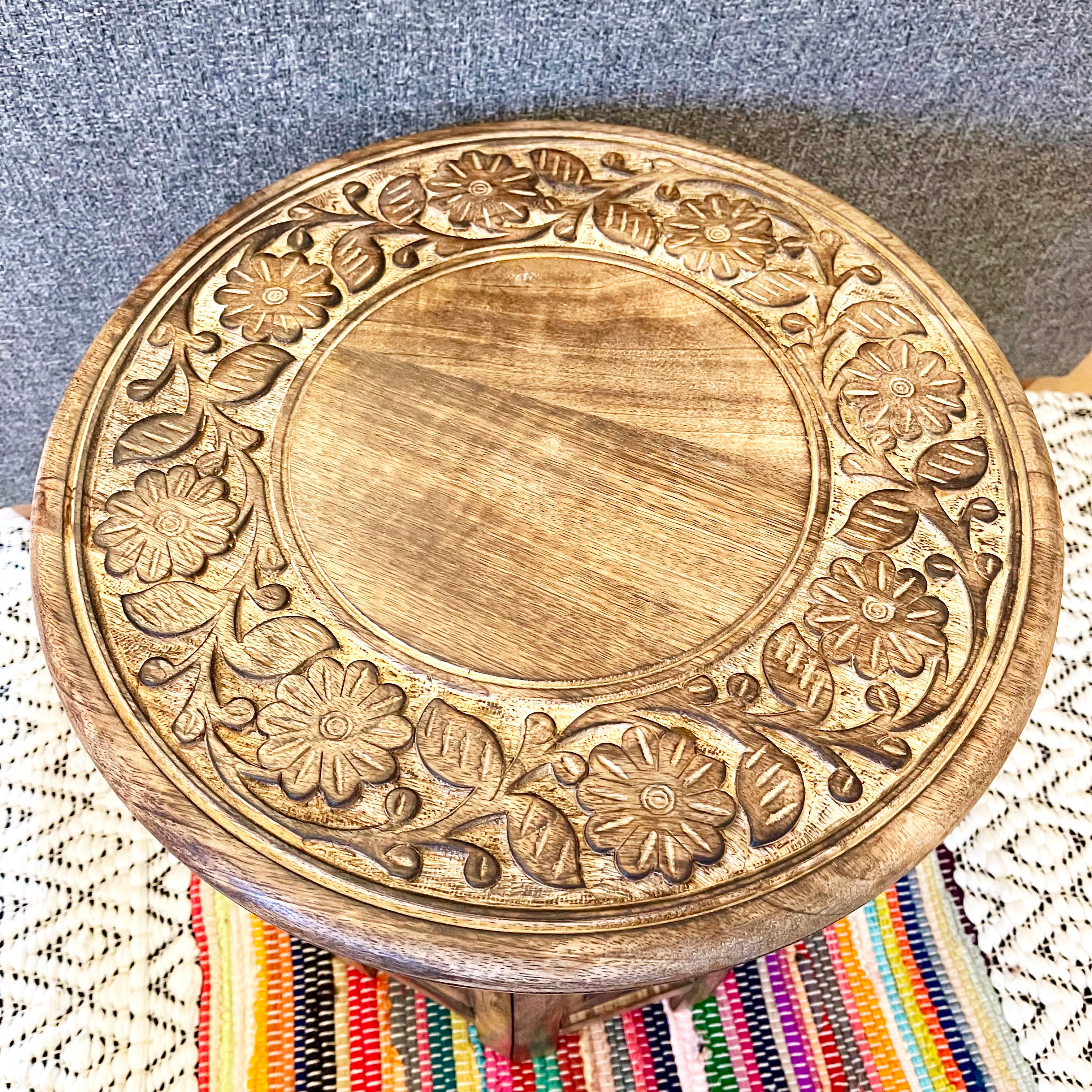 Traditional Indian Mango Wood Side Table