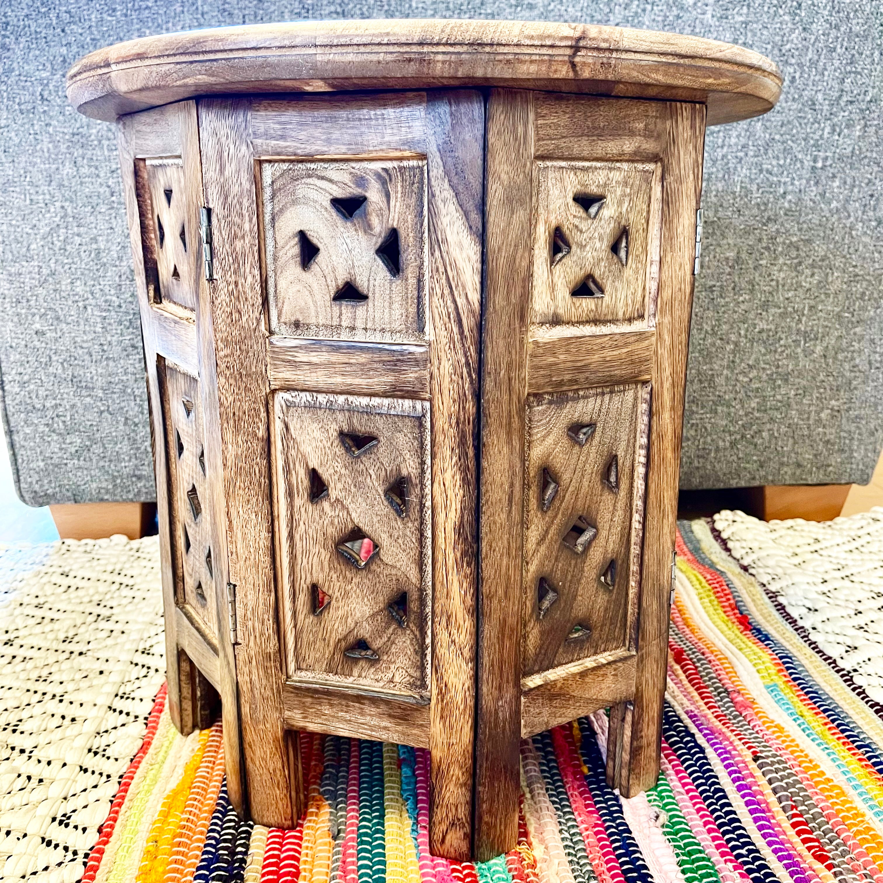 Traditional Indian Mango Wood Side Table