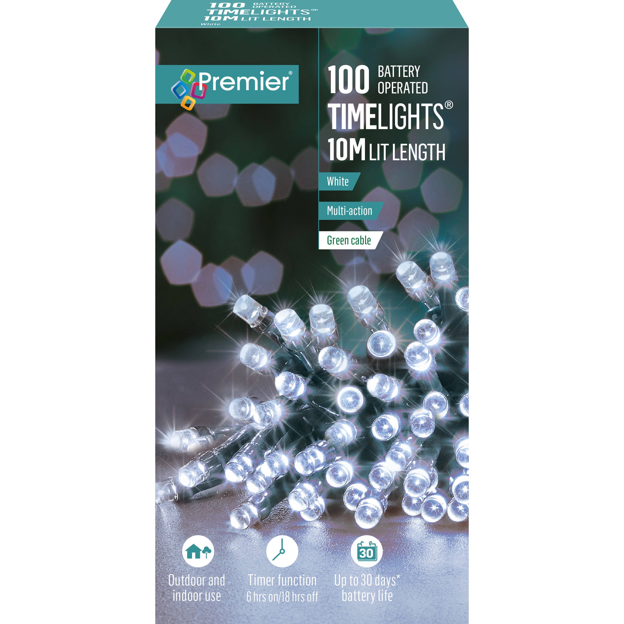 100 x Battery Powered White LED Christmas Tree Lights