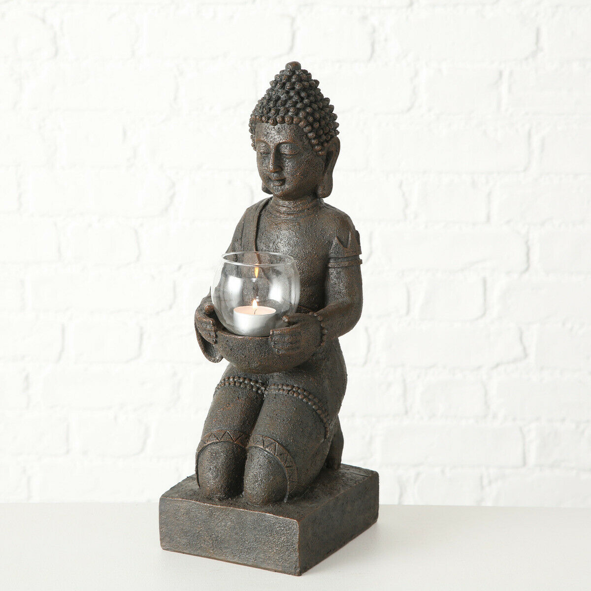 Brauner Buddha-Teelichthalter
