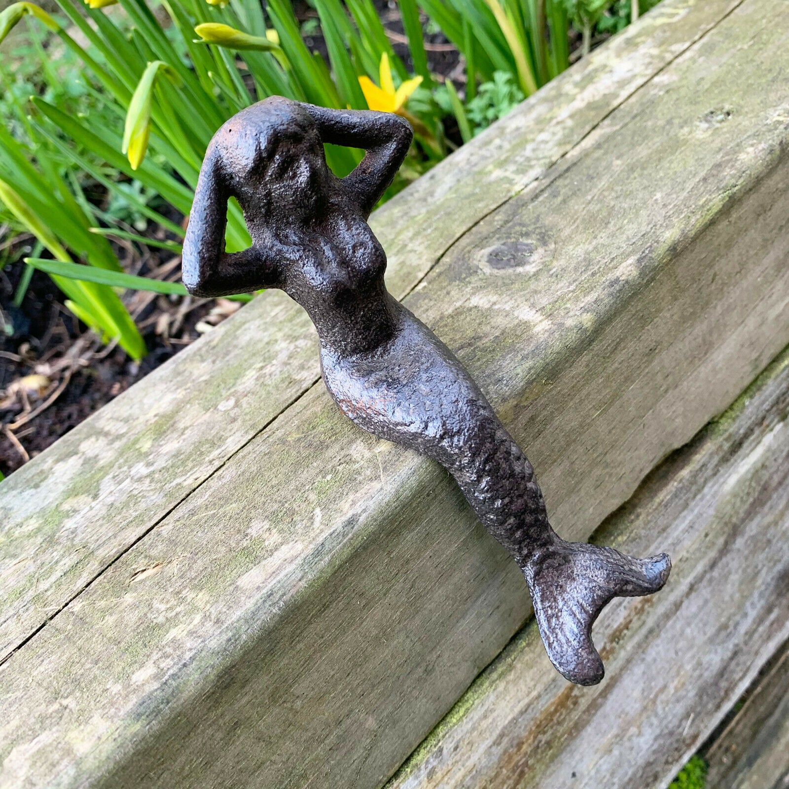 Shelf Sitting Cast Iron Mermaid Decorative Ornament 13cm