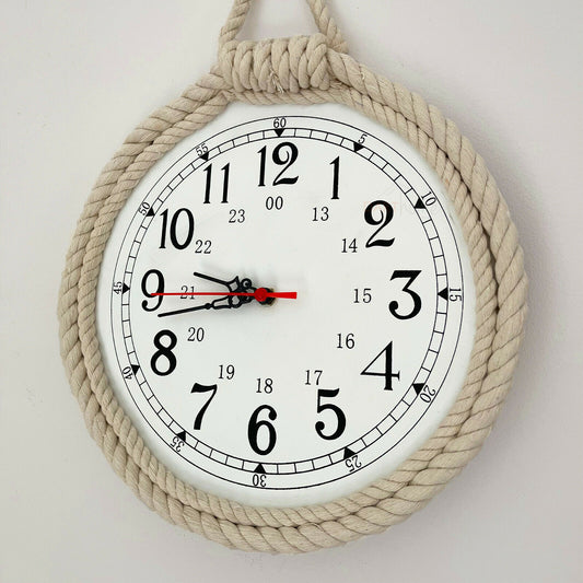Round Rope Nautical Bathroom Wall Clock 40cm