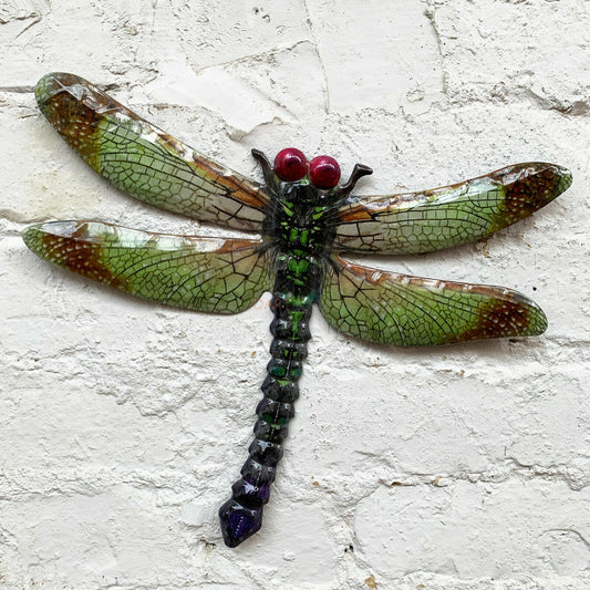 Green Metal Dragonfly Wall Decor Art