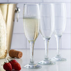 Set Of 6 Stemmed Champagne Flutes 220ml