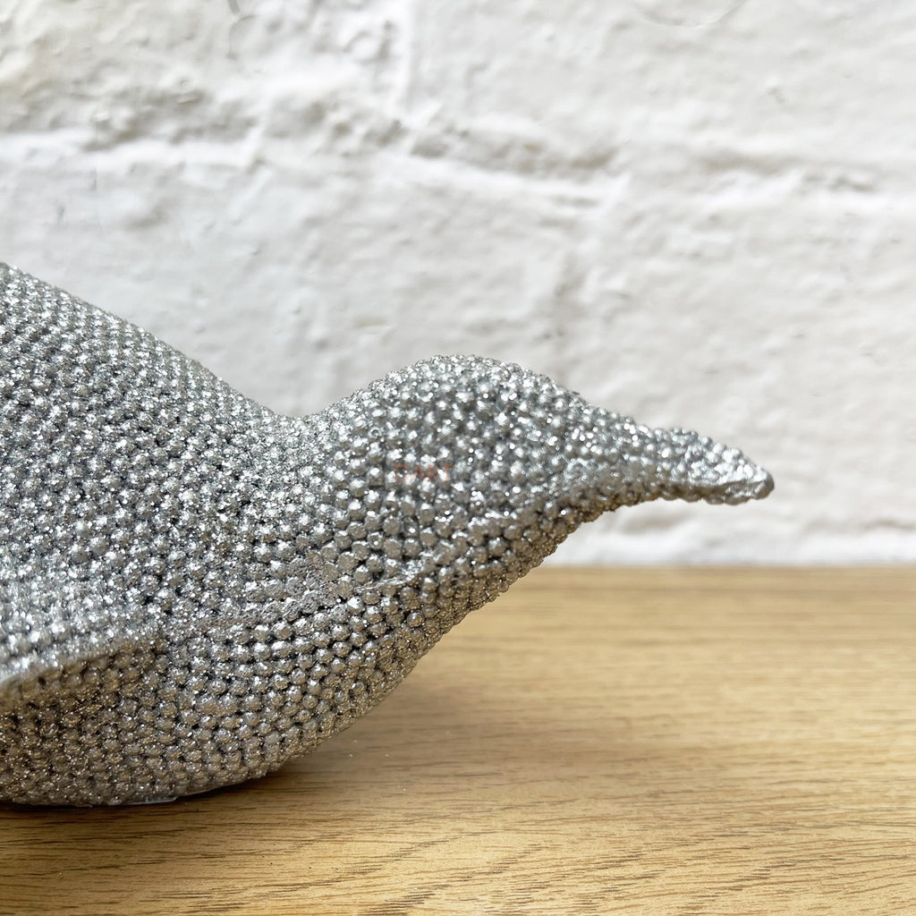 Silver Sparkle Swimming Penguin Sculpture