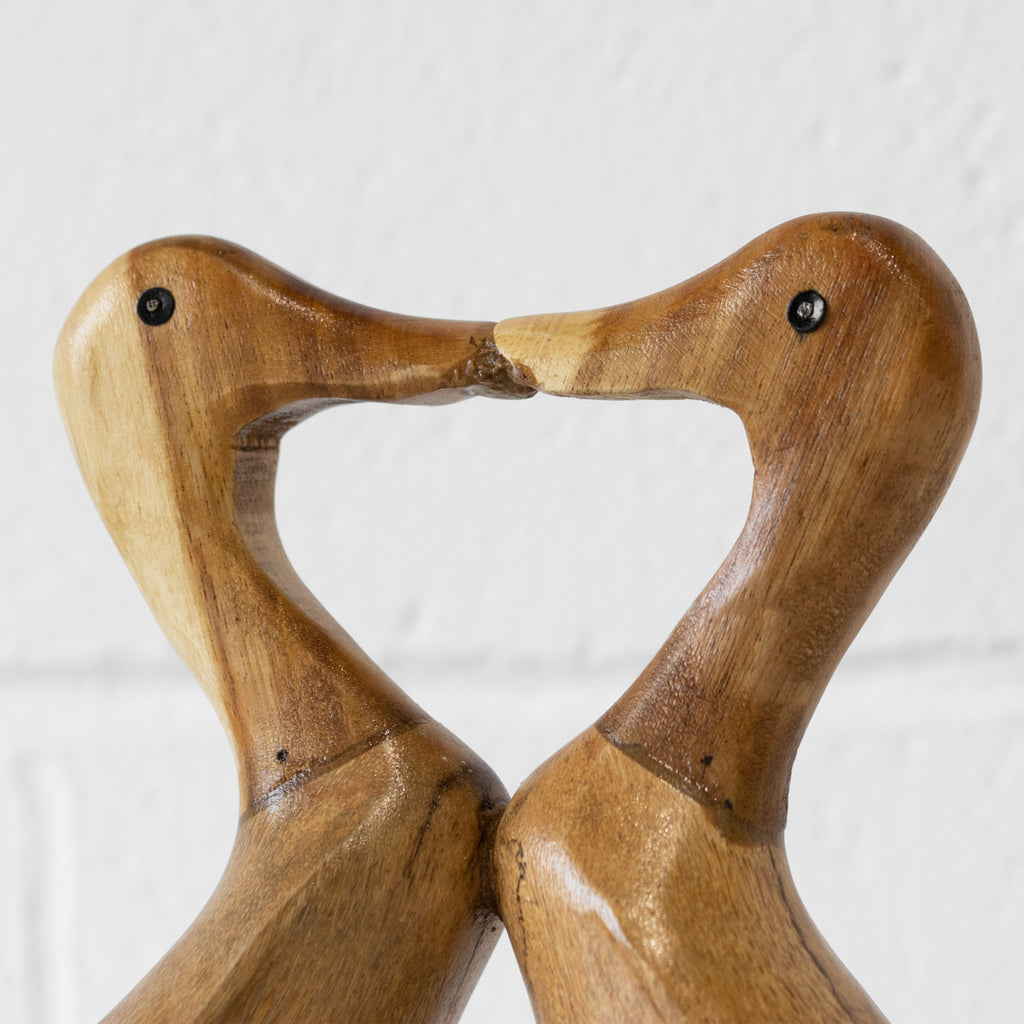 Wooden Kissing Ducks Ornament