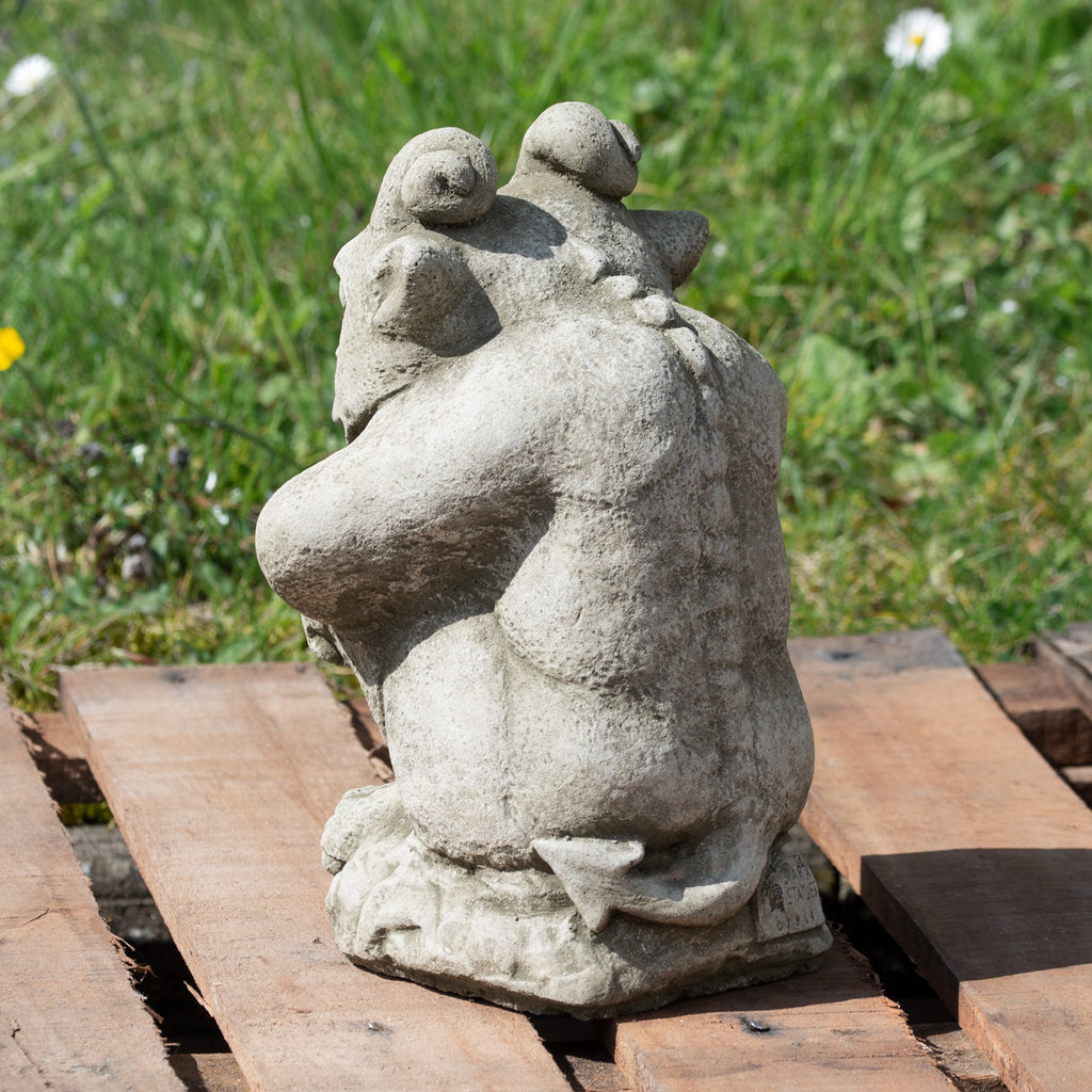Heavy Stone Horned Gargoyle Statue