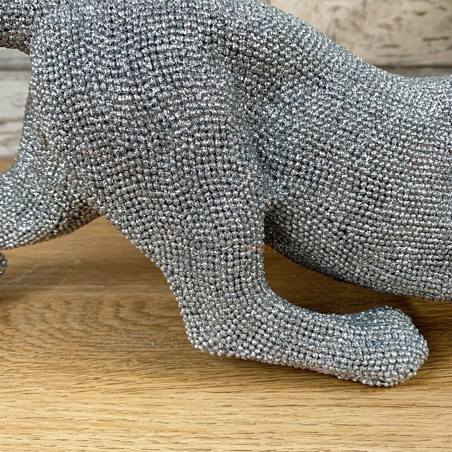 Silver Glitter Cheetah Sculpture