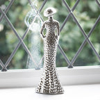 Set Of 2 Silver Sparkle Lady Ornaments