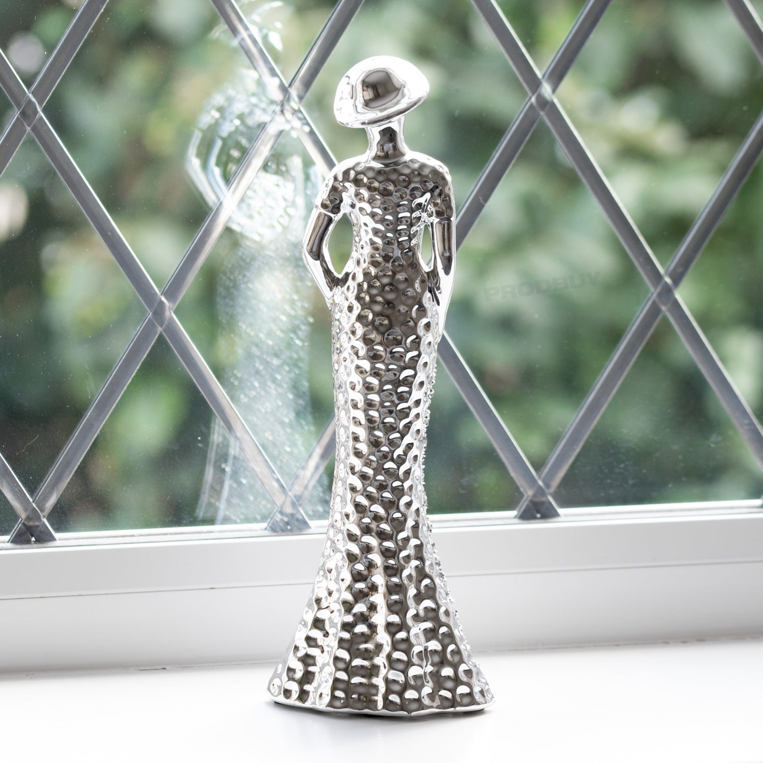 Set Of 2 Silver Sparkle Lady Ornaments