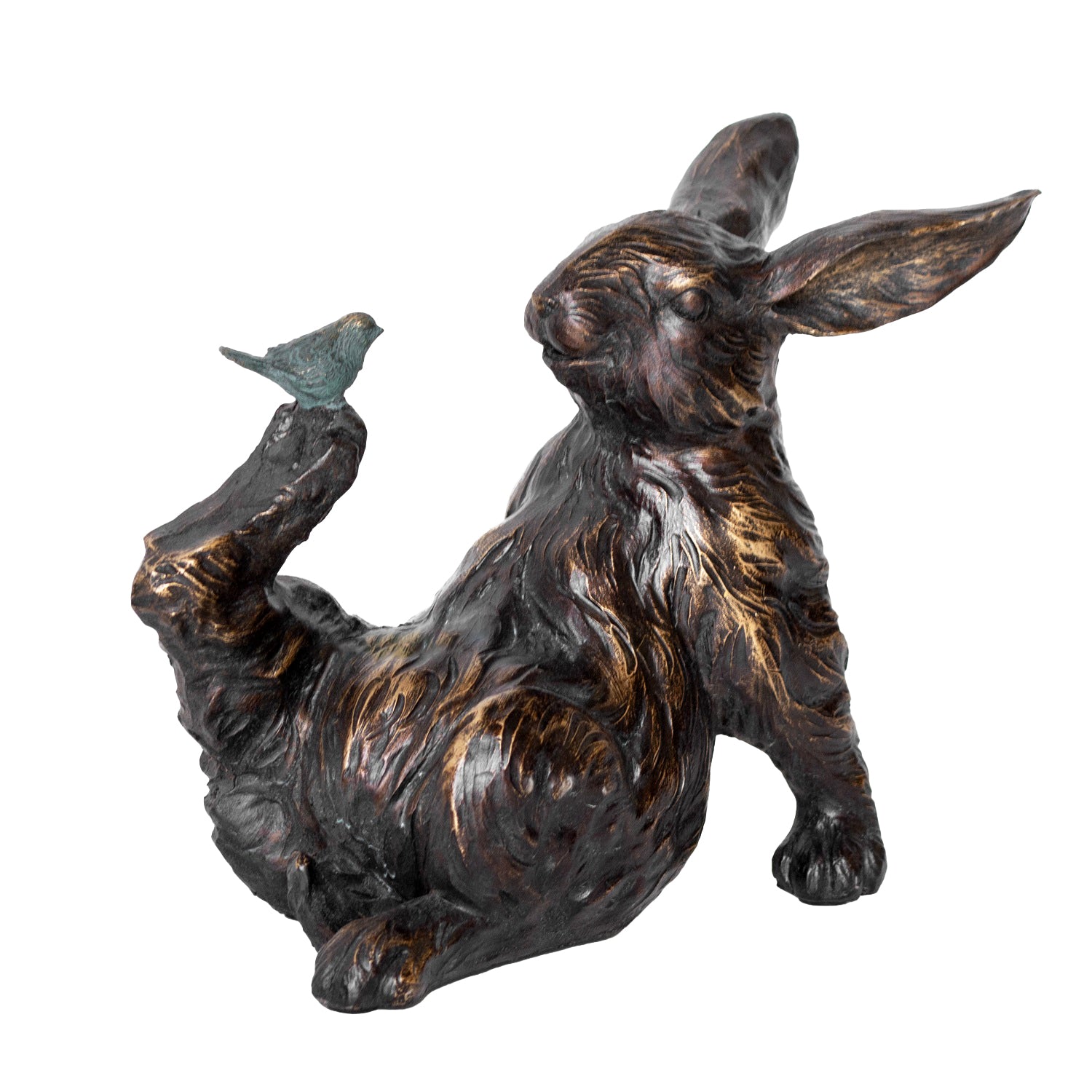 Bronze Rabbit And Bird Ornament