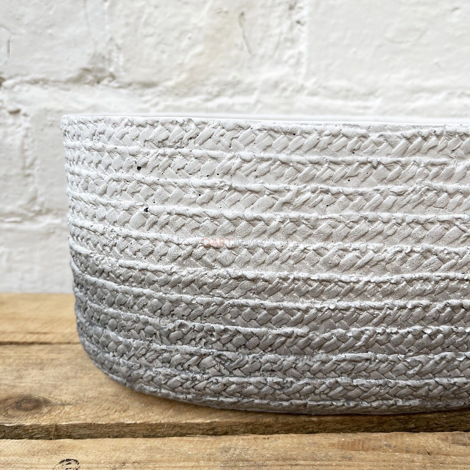 Grey Oval Cement Rope Trough Pot