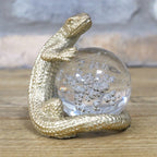Champagne Gold Lizard On Glass Ball Ornament