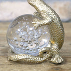 Champagne Gold Lizard On Glass Ball Ornament