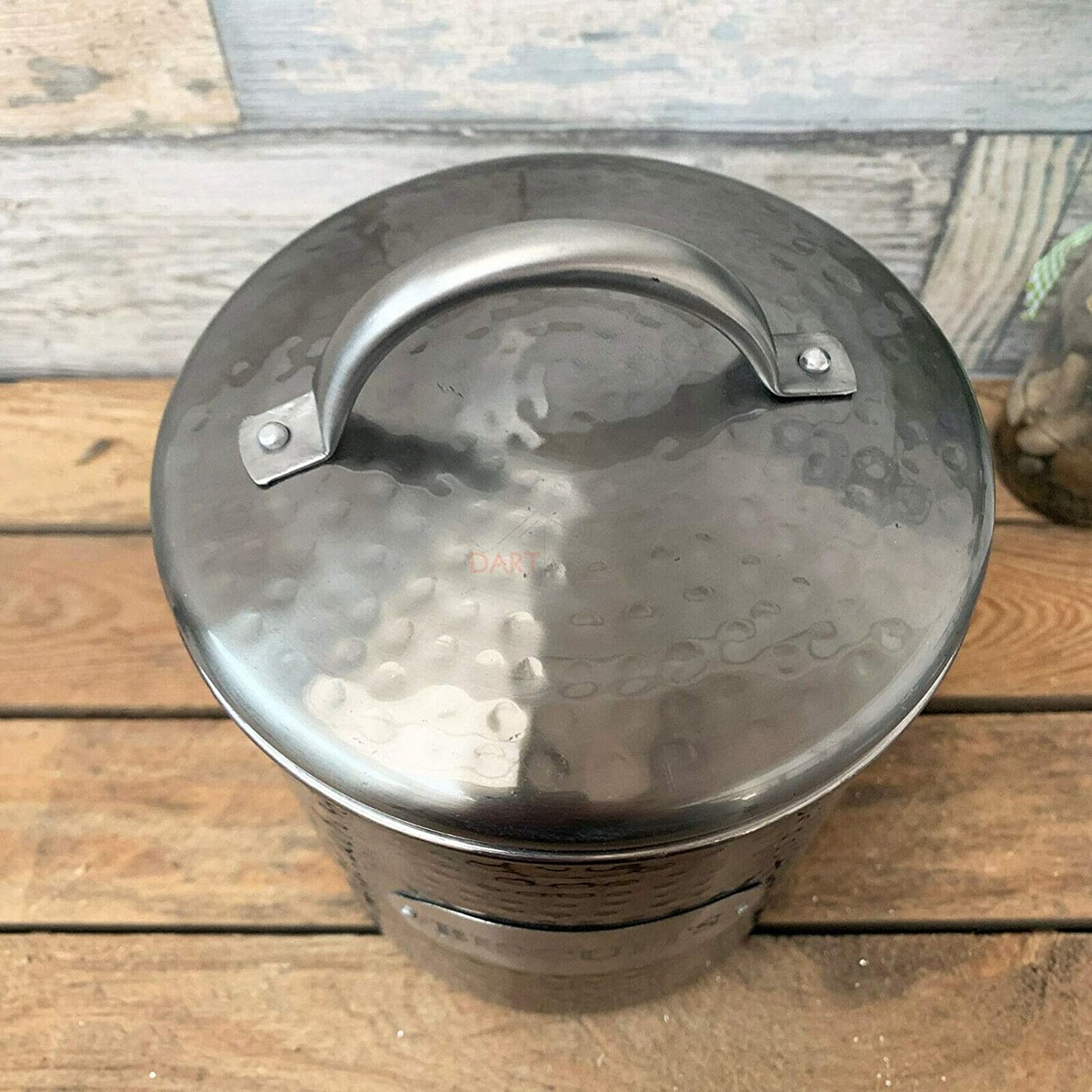 Grey Hammered Biscuit Tin