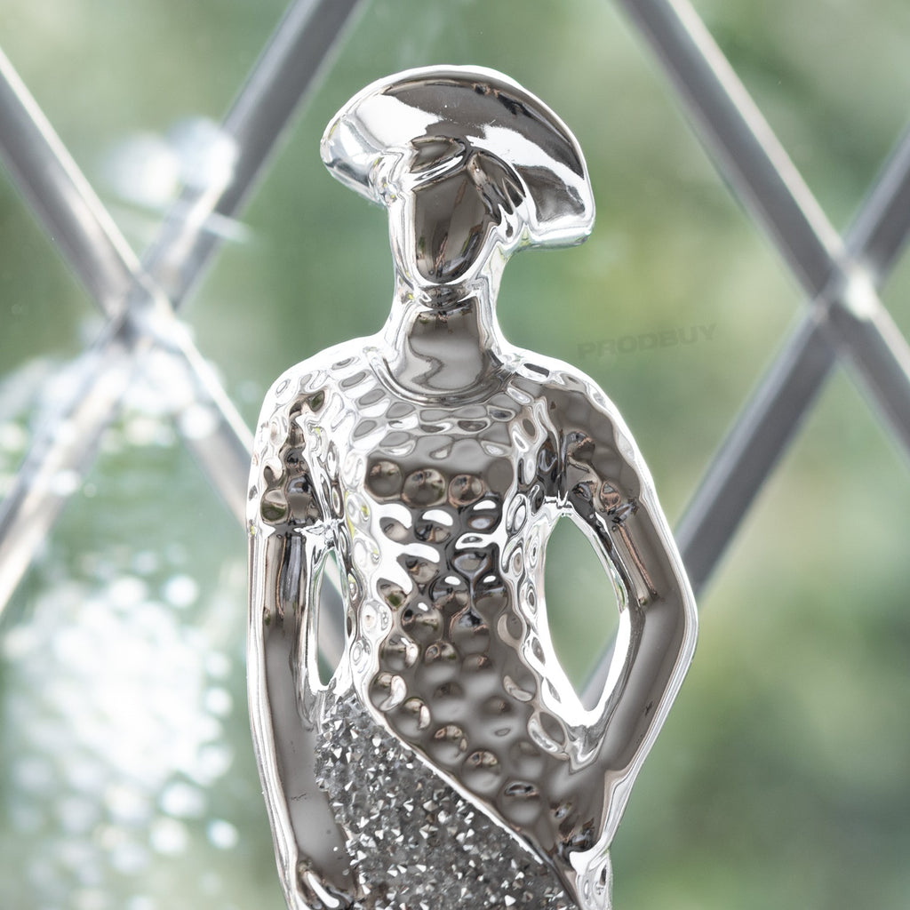Set Of 2 Silver Sparkle Lady Ornaments