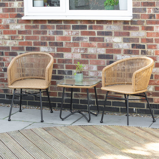 Rattan Table & Two Chairs