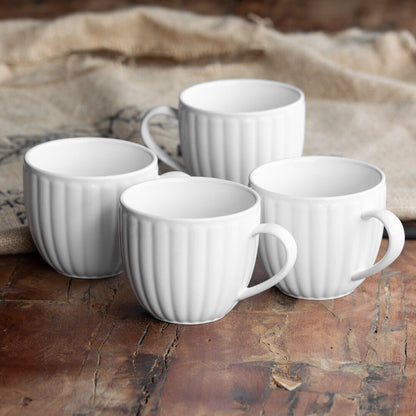 Set of 4 White Egg Luxe Oversized Mugs