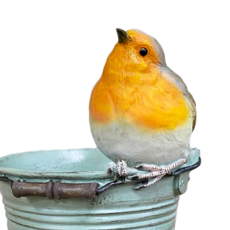 Singing Robin On Bucket Ornament