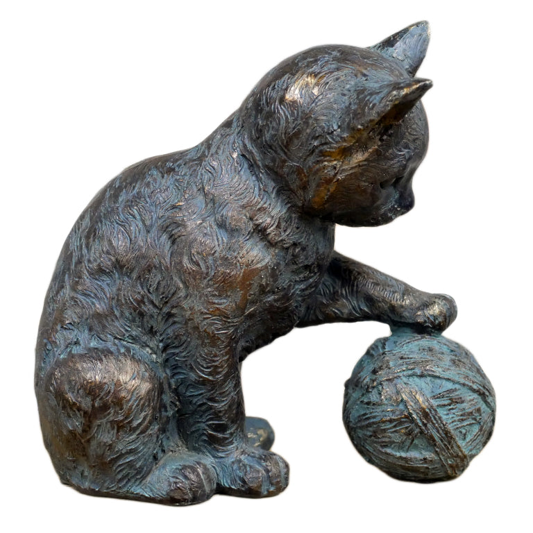 Bronze Cat Playing With Wool Ball Ornament