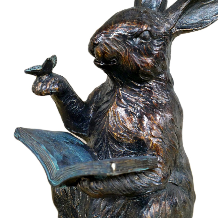 Bronze Reading Rabbit Ornament