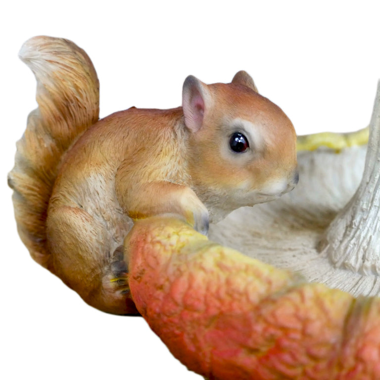 Squirrel on Mushroom Garden Bird Feeder