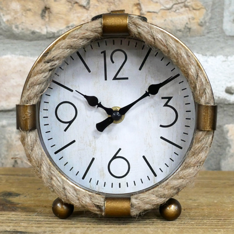 Vintage Gold Round Rope Mantel Clock