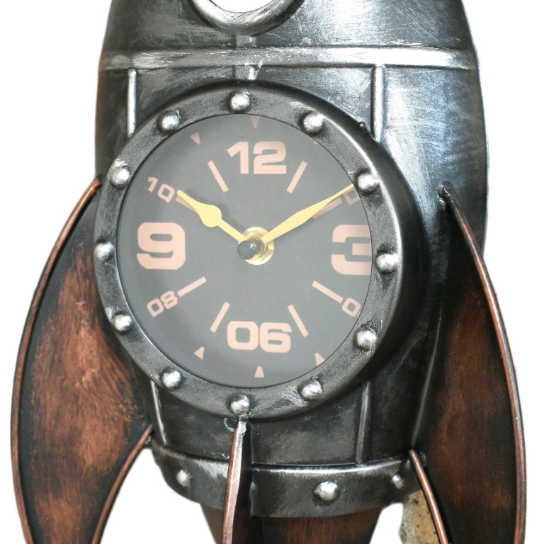 Vintage Metal Rocket Wall Clock
